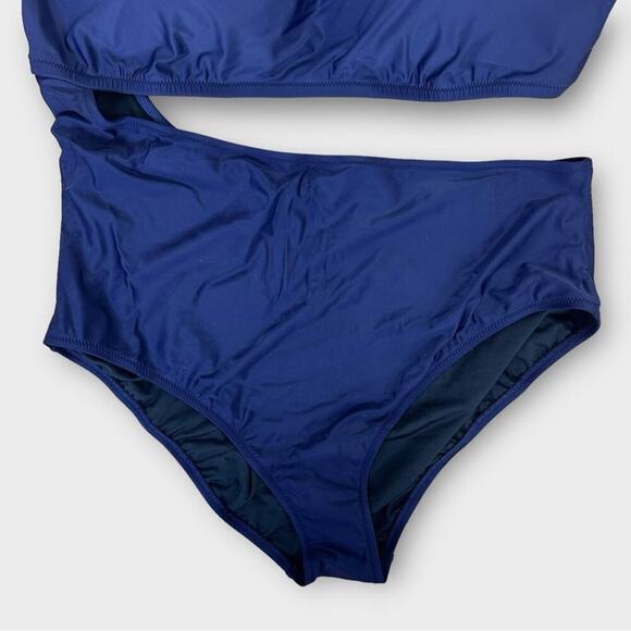 J. Crew One Piece Swimsuit Size 24 Navy Cut Out Full Coverage Buttons New - Picture 7 of 10